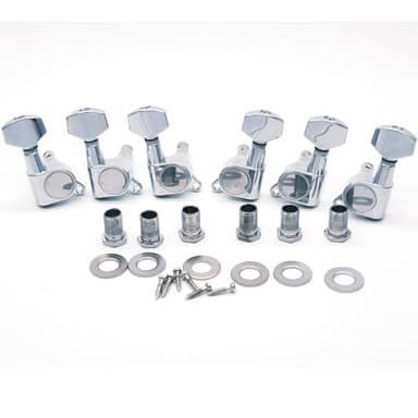harpfeas 6 Pieces 3L3R Guitar tuner pegs,small Square Sealed guitar tuning pegs tuners machine heads,for Acoustic or Electric Guitar (Chrome)