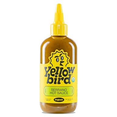Yellowbird® Organic Serrano Hot Sauce 9.8 oz. Pantry Size (Kinda Hot | 1 Bottle | Made w/ Organic Garlic, Cucumber, & Lime)