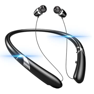 Finpola Bluetooth 5.3 Neckband Bluetooth Headphones, Retractable Headphone IPX5 Sweatproof & Vibration Notifications, Secure Fit and Stereo Sound for Cycling and Hiking