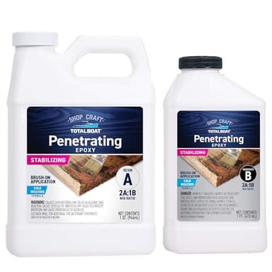 TotalBoat Clear Penetrating Epoxy Wood Sealer Stabilizer for Rot Repair and Restoration (1.5 Quart, Cold Weather)