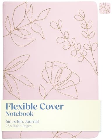 WORLD TRAVELER Eccolo Medium Lined Journal, Stitched Suede Flexicover, A5 Writing Journal, 256 Ruled Ivory Pages, Ribbon Bookmark, Lay Flat, Notebook for Work or School