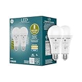 GE LED+ Backup Battery LED Light Bulbs, A21 Rechargeable Emergency Light for Power Outages + Flashlight, Soft White (2 Pack)