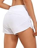 CRZ YOGA High Waisted Running Shorts for Women - 2.5'' Liner for Gym Athletic Workout with Zip Pocket Breathable White Medium