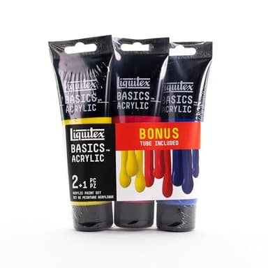 Liquitex Basics Acrylic Paint Set, 3 x 118ml (4-oz.) Tube Paint Set, Primary Colors