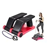 E-Found Stepper Climber Fitness Machine, Air Stair Climber Stepper Machine, Cardio Training Step Climber Machine Adjustable Fitness Exercise Machine Resistance Bands, Comfortable Foot Pedals