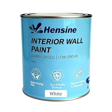 Hensire Interior Wall Paint - Water-Based Low VOC Matt Emulsion, Washable Paint for Bathroom Wall & Bedroom Wall, Ideal for High-Humidity Indoor Areas (White, 17Fl oz/500ml)
