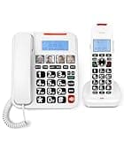 Sangyn Amplified Corded/Cordless Seniors Phone with Answering Machine, Intercom, Audio Booster(+30db), 100dB Extra Loud Visual Ringer, Large Backlit Display and Big Buttons Home Phone System,White
