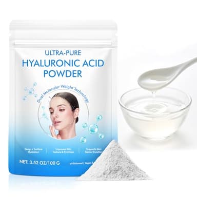 Hyaluronic Acid Powder for Skin, Hyaluronic Acid Serum Powder, 100 Grams | Low Molecular Weight, Cosmetics Grade, Natural Ingredient for Skincare, Skin Hydration and Moisture Support Supplements