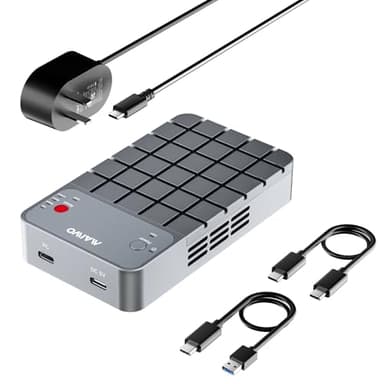 MAIWO RAID NVMe Enclosure USB3.2 GEN2x2 20Gbps, Dual Bay M.2 PCIe NVMe SSD Reader with RAID 0/1/PM/JBOD Cooling Fan, USB-C to C&A Dual Cables, 5V 3A Power Adapter, Aluminum