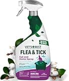 Vet’s Best Flea & Tick Home Spray for Cats – Cotton Spice Scent Cat Flea & Tick Aid – Made in The USA – Flea & Tick Gentle Mist for Cats – 32 oz