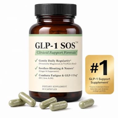 GLP-1 SOS™ Digestive Support for Ozempic Wegovy Mounjaro Zepbound Users – Constipation, Sulfur Burps, Bloating, Fatigue – Magnesium, Ginger, 19-Strain Probiotic, B12 – Physician-Formulated – 60 Caps