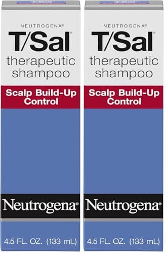 Neutrogena T/Sal Therapeutic Dandruff Shampoo, Scalp Build-Up Control, 3% Salicylic Acid,Psoriasis Treatment, Seborrheic Dermatitis Shampoo, Clears Flakes, Fragrance Free, 4.5 fl oz (Pack of 2)
