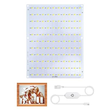 Lithophane LED Backlight Board Kit for BambuLab Sunlu CMYK Monochrome PETG PLA Filament 3D Printed Lithophanes, 156x120mm, 6500K White Light Kit, Adjustable Brightness, Powered via USB-C, 1 Pack