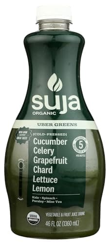 Suja Organic Cold-Pressed Uber Greens, Green Juice full of Leafy Green Cucumber, Celery, Chard, Lettuce, Kale & Grapefruit, Vegan, Plant-Based & USDA Certified (46 Fl Oz)