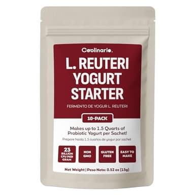 Coolinario L Reuteri Yogurt Starter (10-Pack, 1.5g Sachets) Yogurt Starter Culture with Lactobacillus Reuteri Probiotics | Creamy & Delicious | Non-GMO, No Preservatives, Gluten Free
