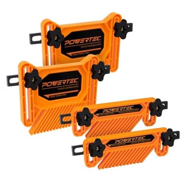 POWERTEC Tandem Feather Boards for Table Saw, Router Table & Bandsaw - 4PCs Combo Set, Fits T-Track & Miter Slot - Woodworking Tools & Accessories to Reduce Kickback & Increase Safety (72027)