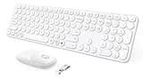 seenda Wireless Keyboard and Mouse, USB & Type C Keyboard Mouse Combo, Full Size White Wireless Keyboard Compatible for Win 7/8/10, MacBook Pro/Air, Laptop, PC - White