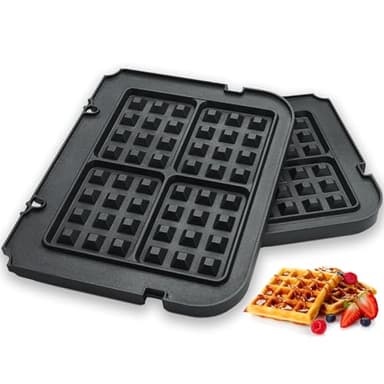 Waffle Plates for Cuisinart Griddler GR-4N, GR-5B, GR-6 and GRID-8N Series - 4 Slicer Nonstick Coating Baking Plates