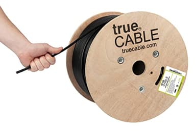 TRUE CABLE Cat6 Shielded Riser (CMR) Bulk Ethernet Cable, 1000ft, Black, 23AWG Solid Bare Copper, 550MHz, Overall Aluminum Foil Shield (F/UTP), PoE++ 100W, ETL Listed