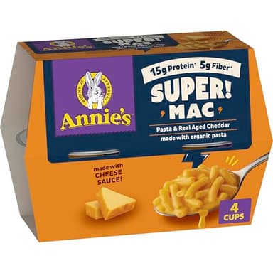 Annie's Super! Mac Microwave Pasta and Real Aged Cheddar Cups, 4 Ct, 11.44 oz