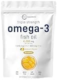 Micro Ingredients Triple Strength Omega 3 Fish Oil Supplements 4200mg Per Serving, 240 Softgels – Lemon Flavored – Burpless | EPA 1200mg + DHA 900mg | Deep Sea Fish.