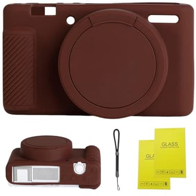 Camera Case for Sony ZV-1,ZV1 Camera Soft Case Cover Rubber Camera Sleeve with Removable Lens Cover,Anti-Scratch Slim Fit Soft Sleeve with ZV1 Screen Protector and Strap Wrist. (Coffee)