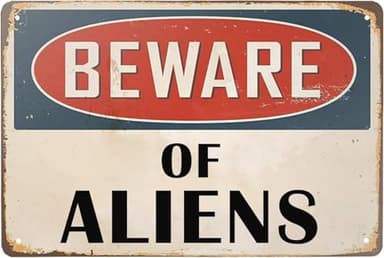 Alien Gifts Decor Beware Of Aliens Decorative For Outdoor Indoor Metal Tin Sign Alien Party Decorations Wall Art Poster Ufo Gifts For Men 8x12 Inch