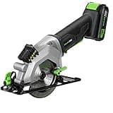 GALAX PRO Mini Circular Saw, DC20V 4-1/2" Cordless Circular Saw with 2.0Ah battery, Laser Guide, Rip Guide, 2 Pcs Blades(24T+ 60T), 3400RPM, Max Cutting Depth 1-11/16"(90°), 1-1/8"(45°)