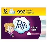 Puffs Ultra Soft Non-Lotion Facial Tissue, 8 Family Boxes, 124 Facial Tissues per Box