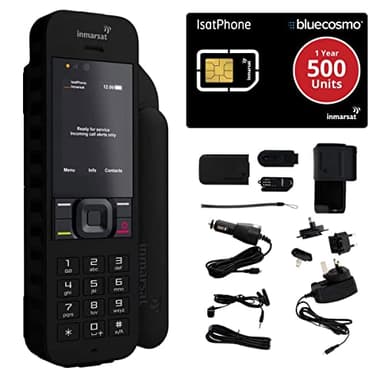 BlueCosmo Inmarsat IsatPhone 2.1 Satellite Phone Kit & 500 Unit Prepaid SIM (365 Days) - Global Coverage - Voice, SMS, GPS Tracking, Emergency SOS