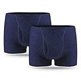 Incontinence Underwear for Men 2PCS Washable Mens Incontinence Cotton Boxer Briefs with Front & Rear Absorbent Area Heavy Absorbency Overnight Leak Proof Underwear for Men (BU, M)