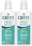 CloSYS Sensitive Mouthwash, 32 Ounce, 2 Count, Gentle Mint, Alcohol Free, Dye Free, pH Balanced, Helps Soothe Mouth Sensitivity, Fights Bad Breath