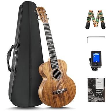 Caramel - 30" 6 String Acacia KOA Guitalele CB207G Beginner Travel Guitar Gigbag Kit