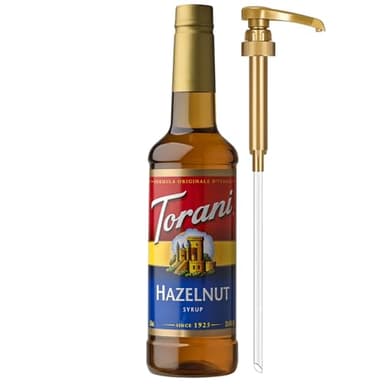 Torani Coffee Syrup, Hazelnut Flavored Syrup for Drinks, Pump Included, 25.4 Fl Oz