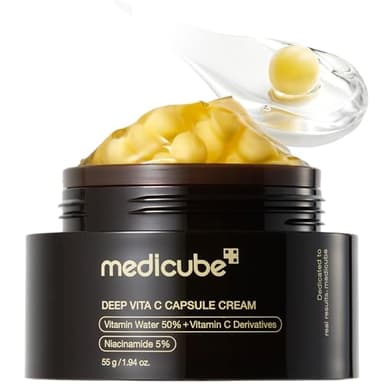 medicube Capsule Cream with Deep Vitamin C | Liposome Vitamin C Golden Capsule for Radiance & Firm-Looking Skin | Hydrating Glow Gel Texture | Korean Skincare, 1.94 oz