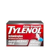 Tylenol Extra Strength Acetaminophen Rapid Release Gels, Extra Strength Pain Reliever & Fever Reducer, Gelcaps with Laser-Drilled Holes, 500 mg Acetaminophen, 100 ct