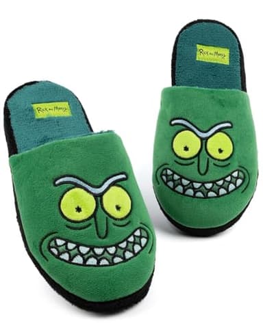 RICK AND MORTY Unisex Slippers Adults Pickle Rick Green House Sliders - US Mens Size 12-13