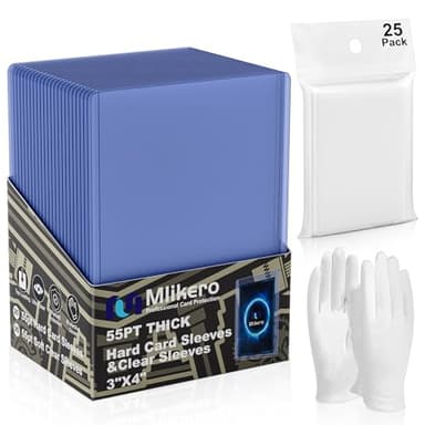25 Count 55pt Top Loaders for Cards, 3"x4" Thick Toploaders with Soft Thick Card Sleeves for Baseball, Basketball, Football Cards
