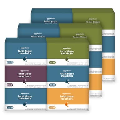 Amazon Basics Facial Tissue, 2-Ply, Soft and Strong, 2880 Count (18 Packs of 160), (Packaging May Vary)