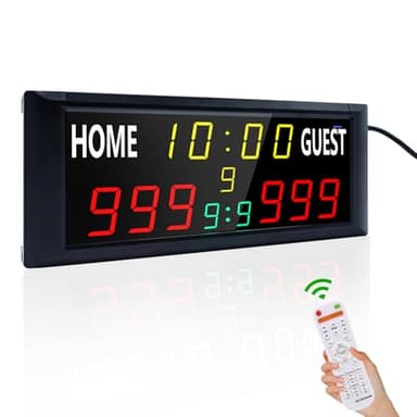YZ 16” Large Electronic Scoreboard with Remote, Bright LED Scoreboard for Outdoor Games, Digital Scoreboard with Timer Clock, Portable Score Keeper for Football/Basketball/Cornhole/Volleyball