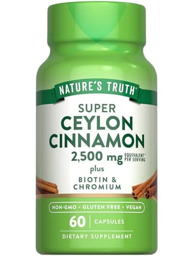 Nature's Truth Ceylon Cinnamon Capsules | Plus Chromium and Biotin | 60 Count | Vegan, Non-GMO & Gluten Free Supplement