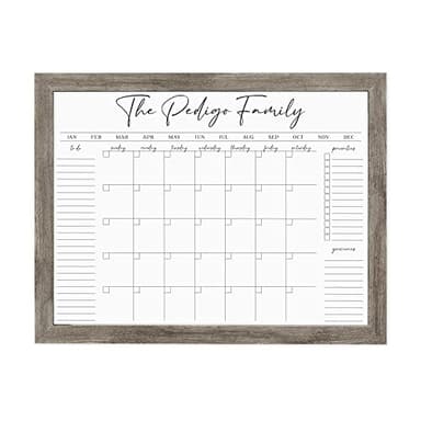 Personalized Dry Erase Wall Calendar with Custom To do list and Notes Organization Sections | Large White board Calendar Dry Erase For Wall (24" W x 18" H, Barnwood Frame)