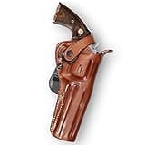 Leather Paddle OWB Revolver Holster with Retention Strap Fits Colt Python 357 Magnum 6" Barrel, Right Hand Draw, Brown Color #1306#