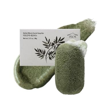 SIOT Herbal Mucin Facial Soap Bar | Hydrating & Soothing with Coconut, Jojoba, Olive Oil, Green Tea, and Mugwort – Handmade, Cleanser for Acne & Sensitive Skin | 3.2ozX1ea