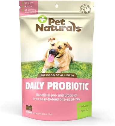 Pet Naturals Daily Probiotic for Dogs, 120M CFUs - Pre and Probiotics for Dogs Digestive Health, Gut Health, Immune Support, Diarrhea, Allergies and Itching - 60 Chews, Duck Flavor
