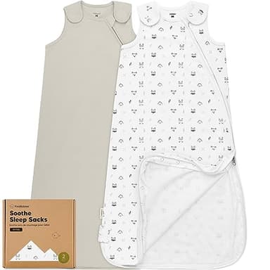2-Pack Organic Baby Sleep Sacks, 100% Cotton - Soft & Breathable 0.5TOG Baby Wearable Blanket, Toddler Sleeping Sack 6-18 months, Easy to Wear Transitional Swaddles for Newborns, Infants (Nordic, M)