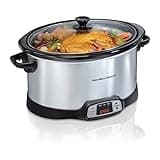 Hamilton Beach 8 Quart Programmable Slow Cooker with Three Temperature Settings, Dishwasher Safe Crock and Lid, Silver (33480)