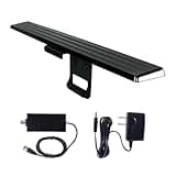 GE Amplified HD Digital TV Antenna, Long Range Smart TV Antenna, Easy Mount on Top of TV Design, Supports 4K 1080P HDTV VHF UHF, Indoor Amplified Signal Booster, 5ft Coax HDTV Cable/AC Adapter, 37075