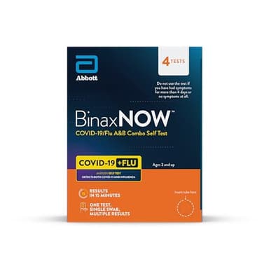 BinaxNOW™ COVID-19/Flu A&B Combo Self Test, Reliable COVID/Flu Home Test With 15 Minute Results, 4 Tests