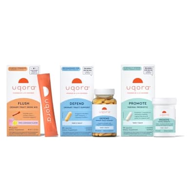 Uqora Complete Regimen with Flush, Defend & Promote - Urinary Tract Support with D-Mannose, Vitamin C, Green Tea Extract, Probiotics & More - Comprehensive Bladder Health Support* - 3-Part Bundle